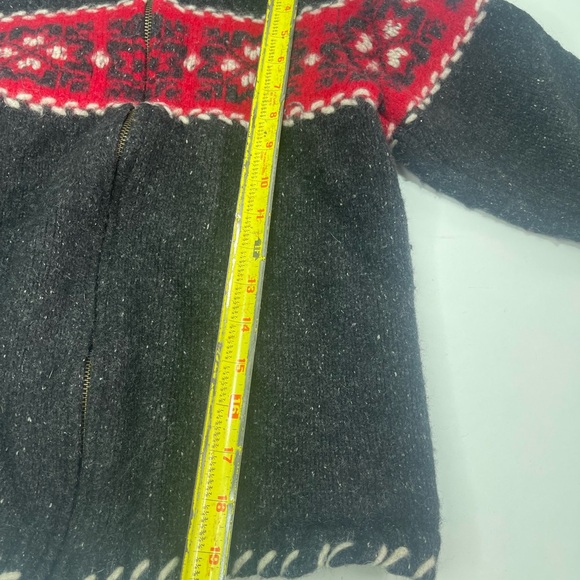 Vintage Eagle's Eye Cardigan Zip Sweater Nordic Fair Isle Wool Silk Shrunken XS - Picture 5 of 8